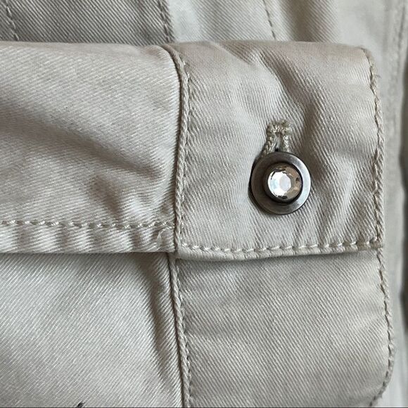 Chico's Tan Denim Jacket with Bling and Embroidery - Size 8 - Picture 3 of 11